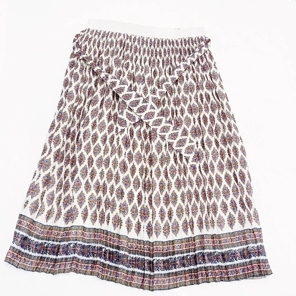 Madewell Pleated A-Line Skirt Flower Print Bohemian SZ4